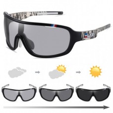 Спортивні фотохромні окуляри "Маска" UV400 Чорний+Прозорий