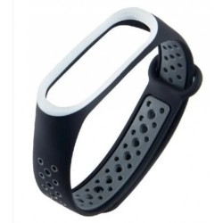 Ремешок для фитнес браслета Mi Band 3 и Mi Band 4 Черный+Серый Ремешок для фитнес браслета Mi Band 3 и Mi Band 4 Черный+Серый