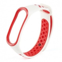 Ремінець для фітнес браслета Mi Band 3 / Mi Band 4 Білий+Червоний