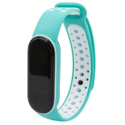 Ремінець для фітнес браслета Mi Band 5 / Mi Band 6 М'ята+Білий