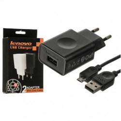Сетевое зарядное устройство Lenovo 2A с кабелем micro usb Черный
