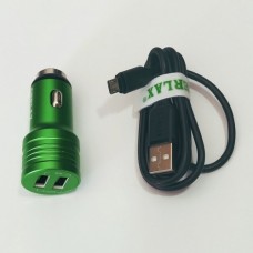 Автомобільний зарядний пристрій Gerlax GС-11 3A з кабелем micro USB Зелений
