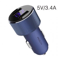 Автомобильный USB адаптер с вольтметром ROCK 3.4 A Синий Автомобильный USB адаптер с вольтметром ROCK 3.4 A Синий