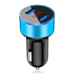 Автомобільний зарядний пристрій з вольтметром Чорний+Синій Автомобільний зарядний пристрій з вольтметром Чорний+Синій