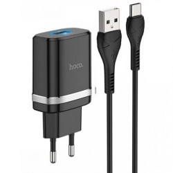 Сетевое зарядное устройство Hoco C12Q 3A QC 3.0 с кабелем micro usb Черный