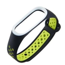 Ремешок для фитнес браслета Mi Band 3 / Mi Band 4 Черный+Зеленый