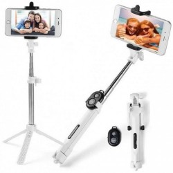 Cелфі монопод + штатив + bluetooth Білий Cелфі монопод + штатив + bluetooth Білий