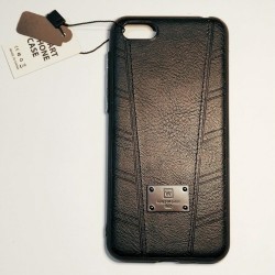 Бампер для Huawei Y5 2018 с кожаной вставкой Черный