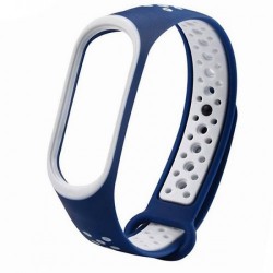 Ремешок для фитнес браслета Mi Band 5 Синий-белый