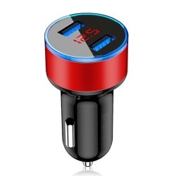 Автомобільний зарядний пристрій з вольтметром Чорний+Червоний Автомобільний зарядний пристрій з вольтметром Чорний+Червоний