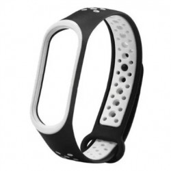 Ремешок для фитнес браслета Mi Band 5 / Mi Band 6 Черный+Белый