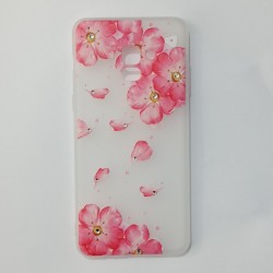 Бампер для Samsung A8 Plus з квітами Білий