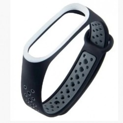 Ремешок для фитнес браслета Mi Band 5 Черный+Серый Ремешок для фитнес браслета Mi Band 5 Черный+Серый