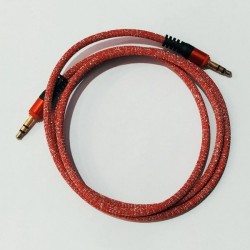 Кабель 3,5 Aux Husky Vip тканевый длина 1 метр Красный