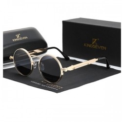 Сонцезахисні окуляри KINGSEVEN кругла оправа Золото+Cірий Сонцезахисні окуляри KINGSEVEN кругла оправа Золото+Cірий