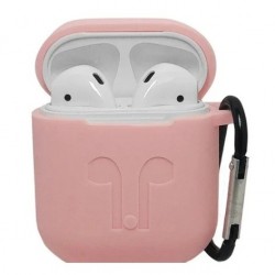 Чехол для AirPods с карабином силиконовый Розовый