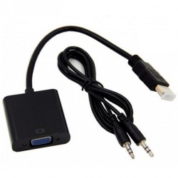 Конвертер HDMI-VGA имеет audio выход Черный Конвертер HDMI-VGA имеет audio выход Черный