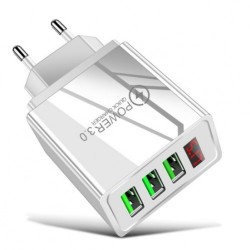 Зарядний пристрій 3 USB 2A з вольтметром та амперметром Білий Зарядний пристрій 3 USB 2A з вольтметром та амперметром Білий