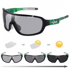Спортивні фотохромні окуляри "Маска" UV400 Чорний+Зелений