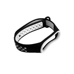 Ремінець для фітнес браслета Mi Band 3 / Mi Band 4 Чорний+Білий Ремінець для фітнес браслета Mi Band 3 / Mi Band 4 Чорний+Білий