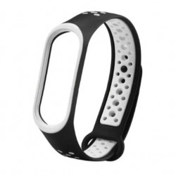 Ремешок для фитнес браслета Mi Band 3 и Mi Band 4 Черно-Белый Ремешок для фитнес браслета Mi Band 3 и Mi Band 4 Черно-Белый