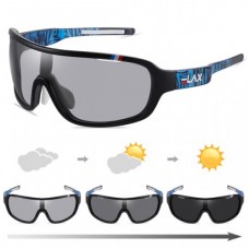 Спортивні фотохромні окуляри "Маска" UV400 Чорний+Синій