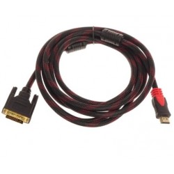 Кабель HDMI - DVI 1,5 м в оплетке Черный